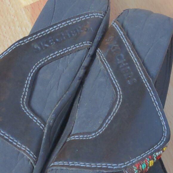 Skechers Brown Cali Tone Ups Sandals Flip Flops Boho Toe Post Thong - Size 7 - Picture 11 of 12